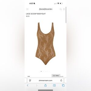 Zimmermann Lace Scoop Bodysuit in Hazelnut